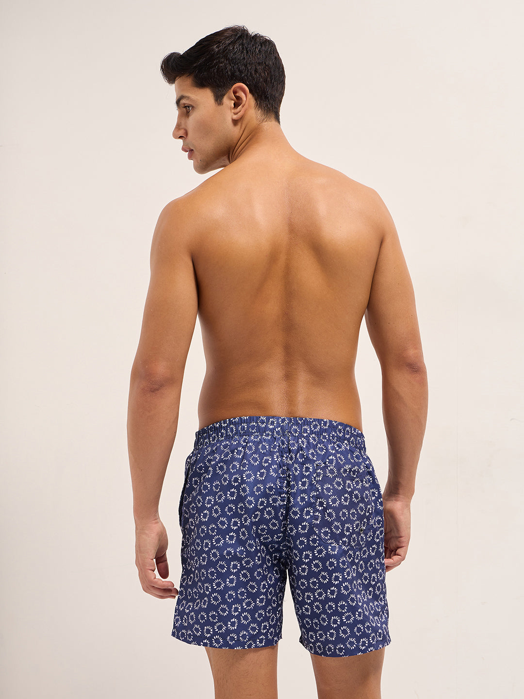 Men Blue Printed Swim Shorts