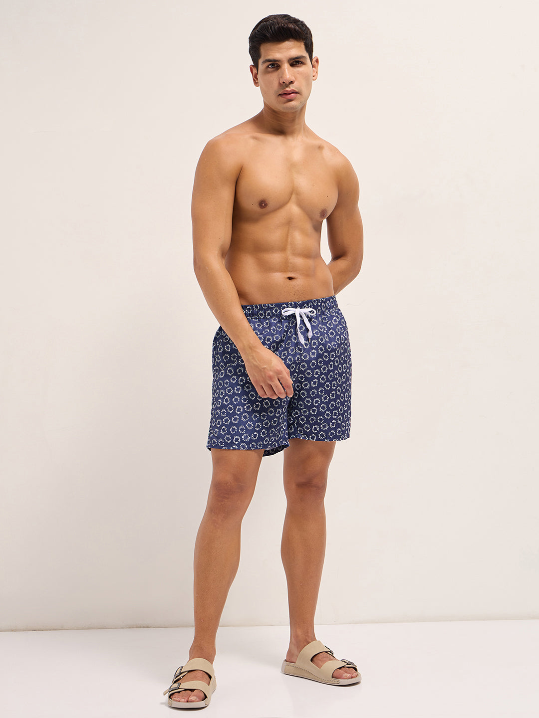 Men Blue Printed Swim Shorts