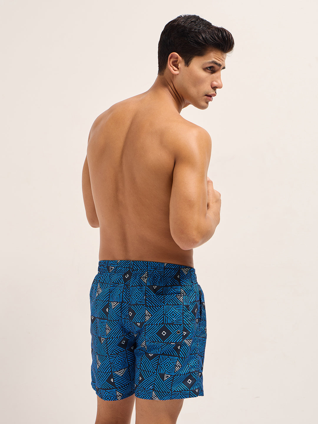 Men Blue Printed Swim Shorts