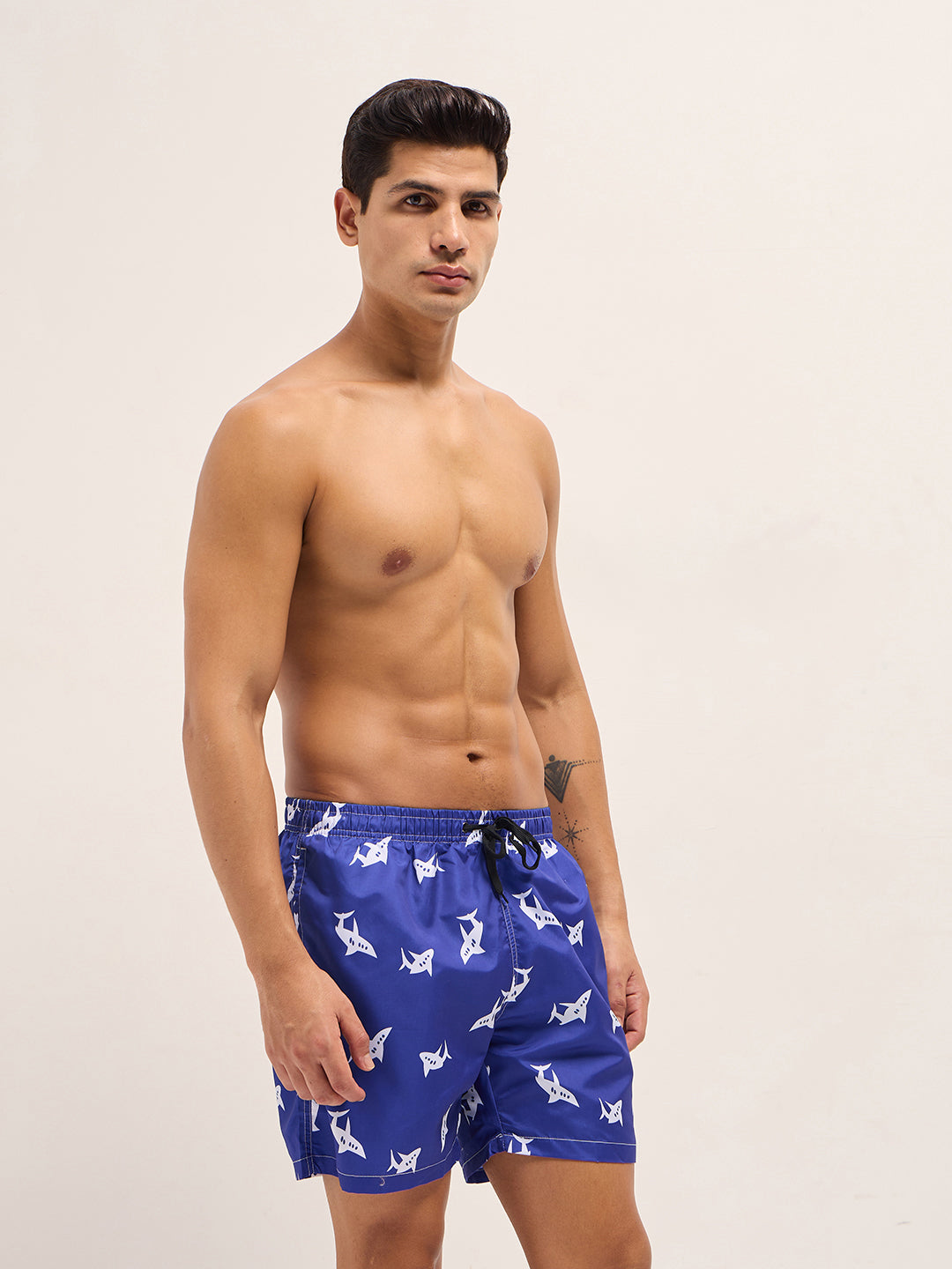 Men Blue Printed Swim Shorts