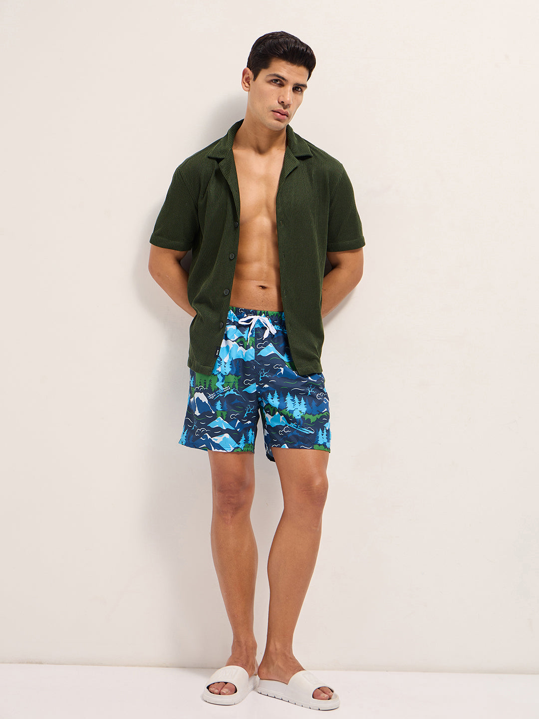 Men Multi-Color Printed Swim Shorts