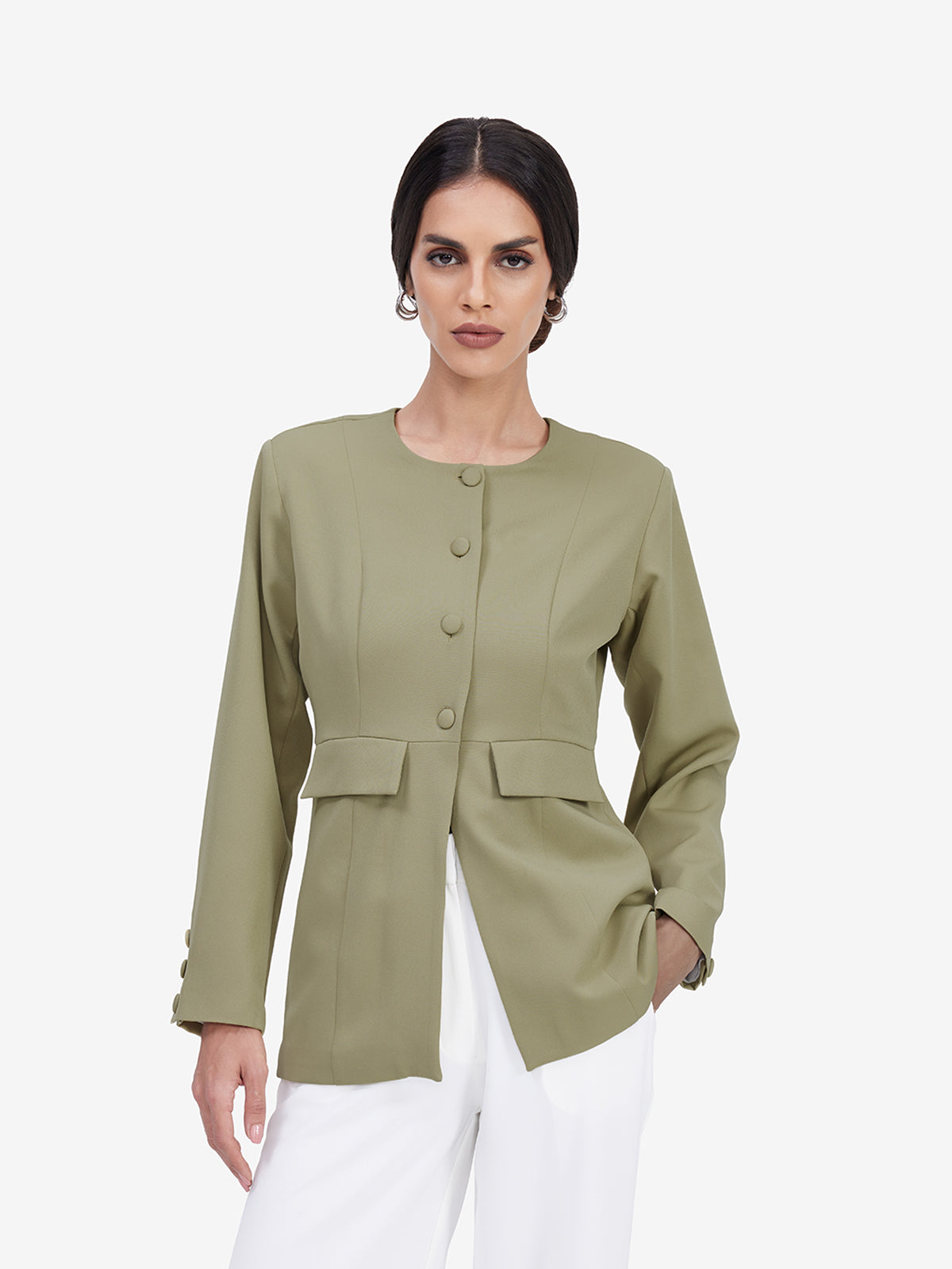 Women Green Tailored Blazer