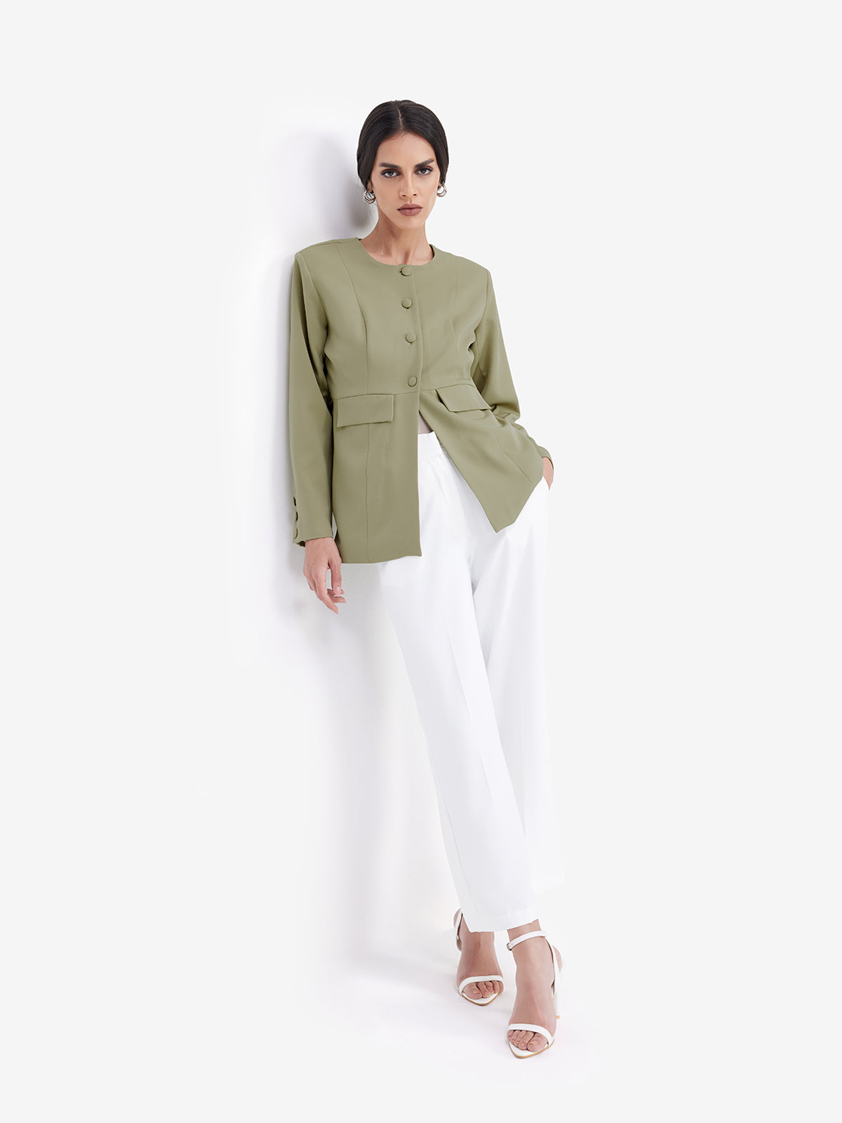 Women Green Tailored Blazer