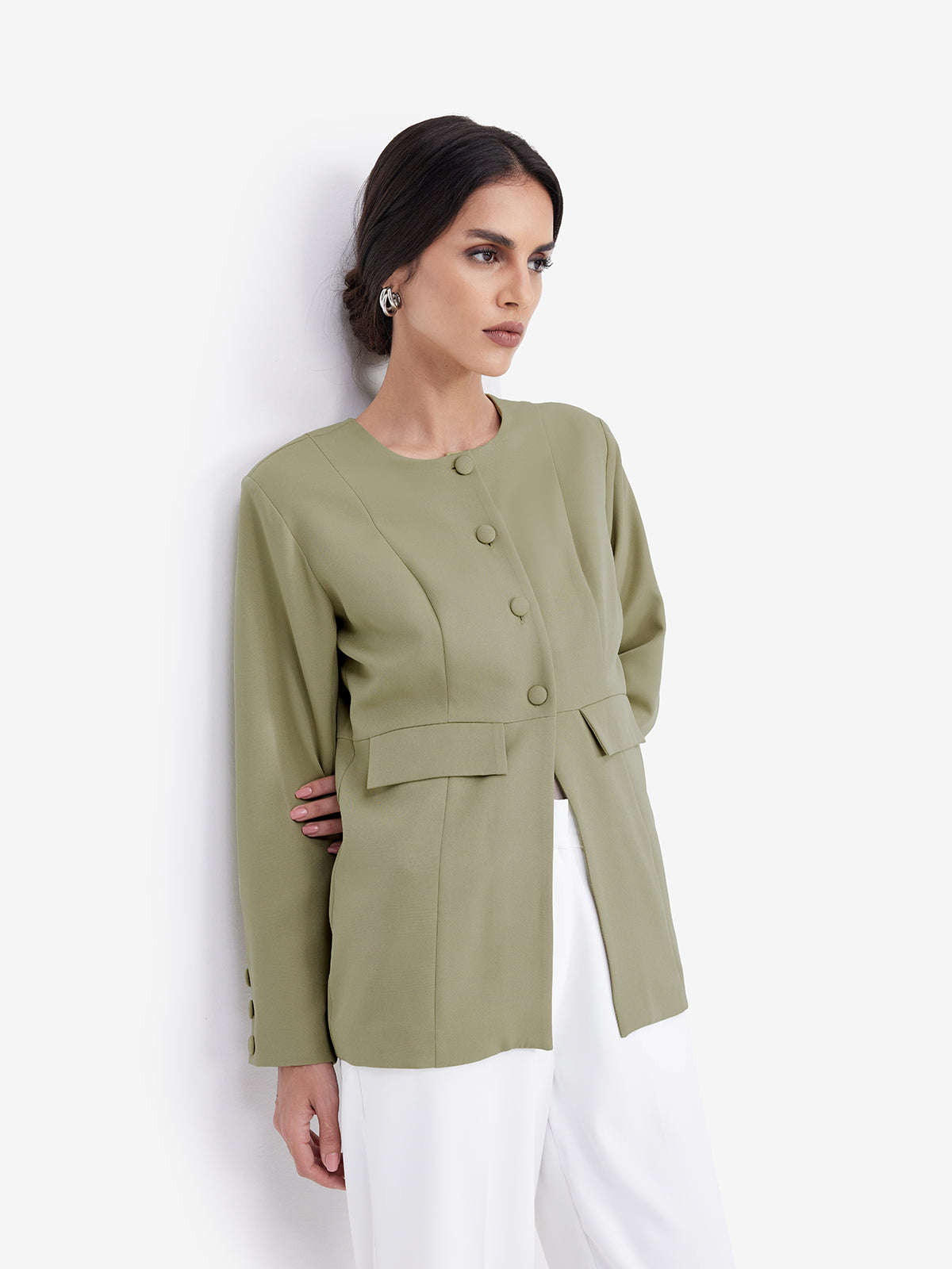 Women Green Tailored Blazer
