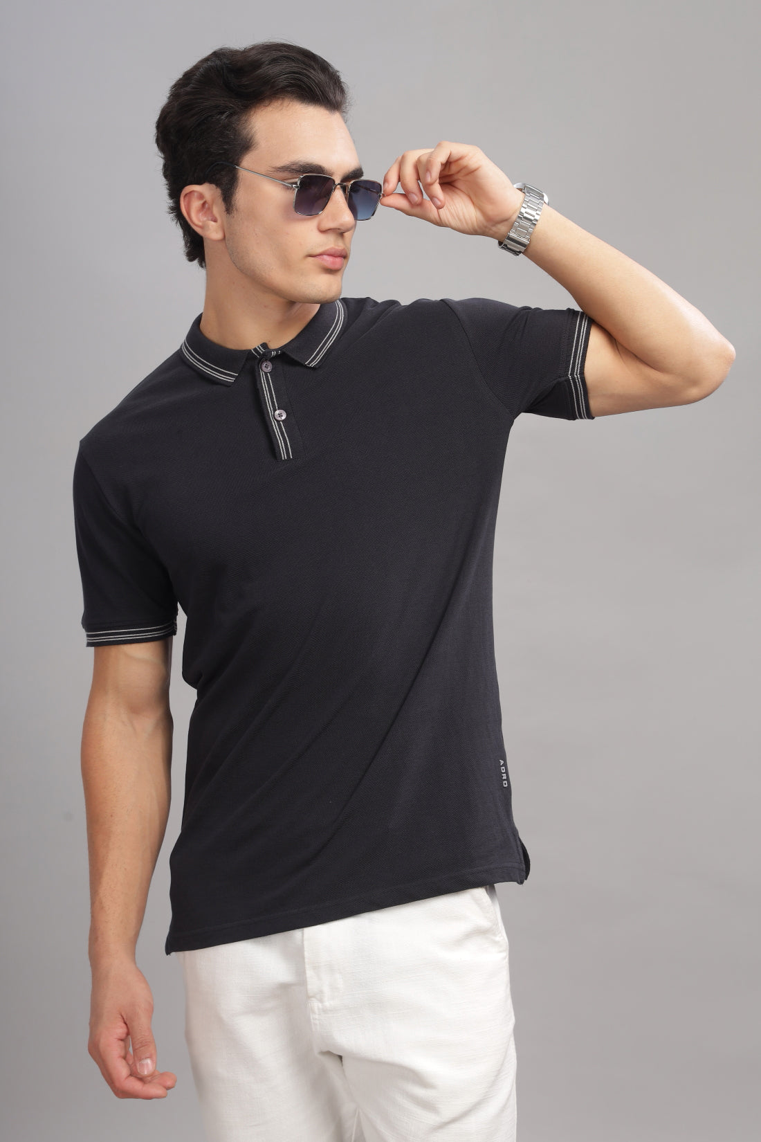 Men Black Regular Fit Polo T-Shirt