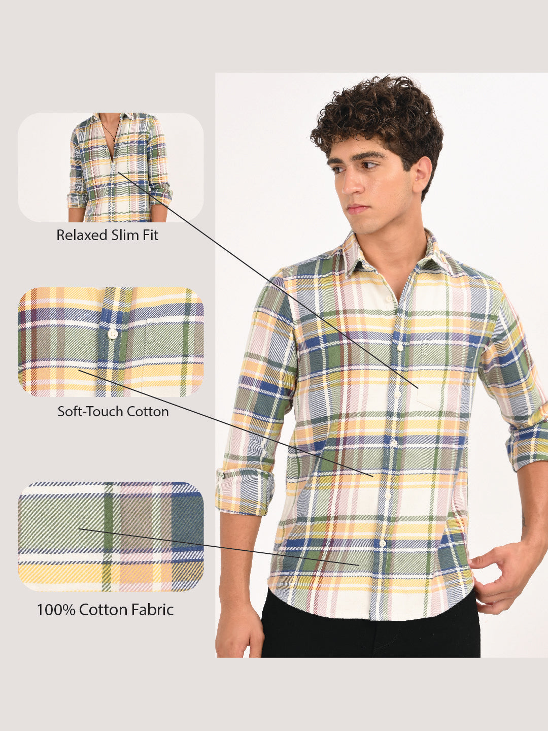 Men Yellow Classic Checked Shirt