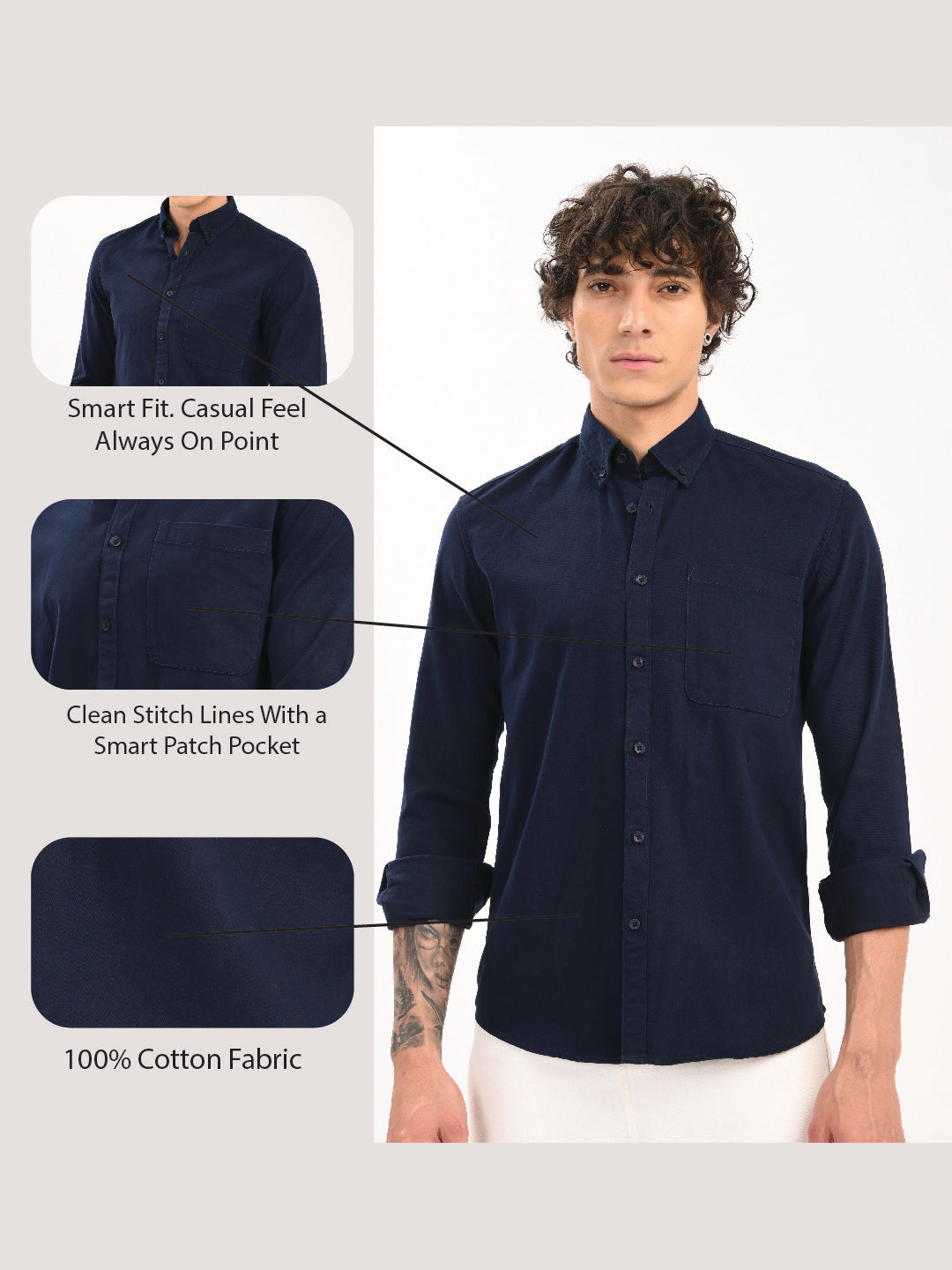 Men Navy Everyday Essential Solid Shirt