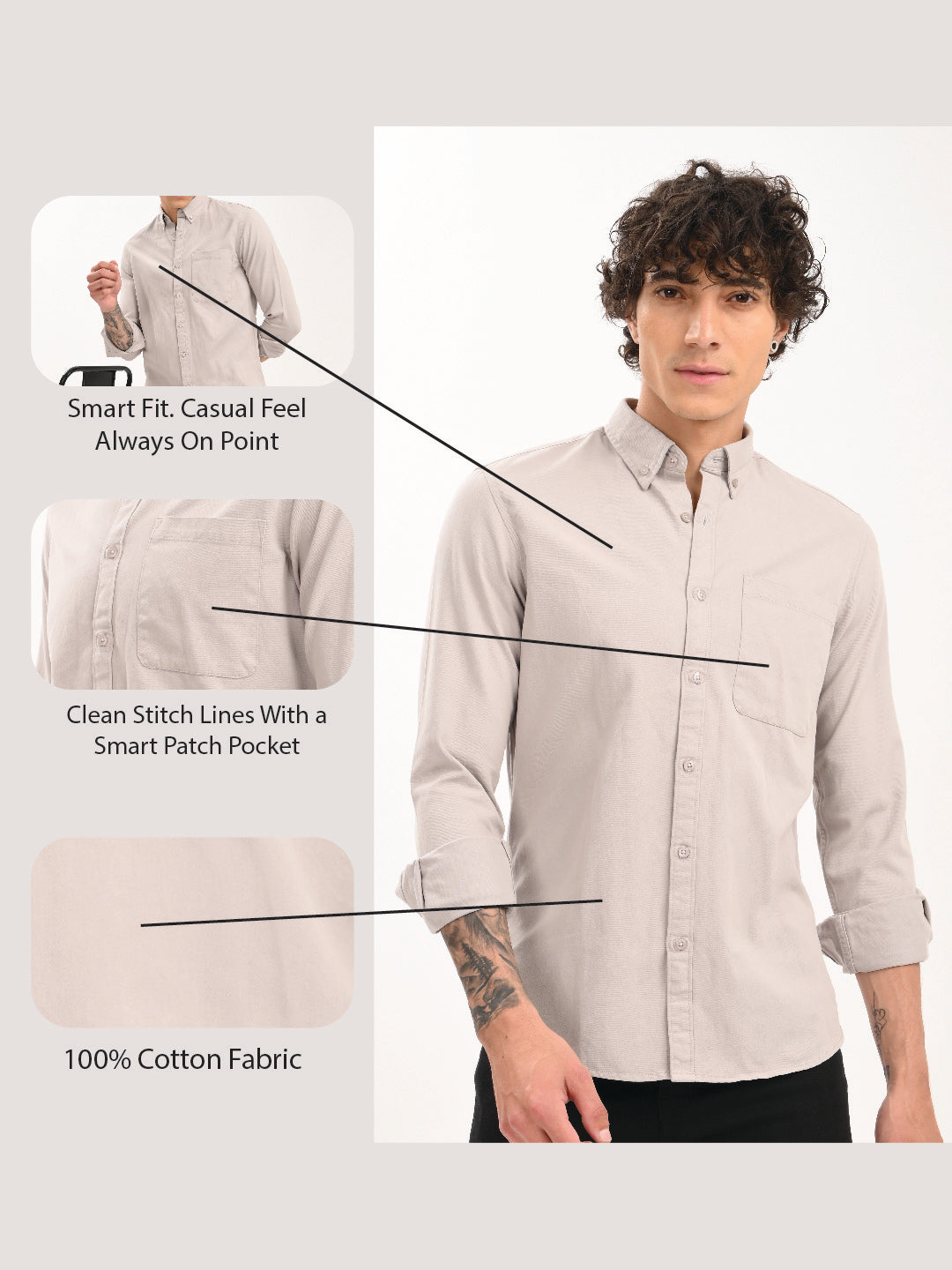 Men Grey Everyday Essential Solid Shirt