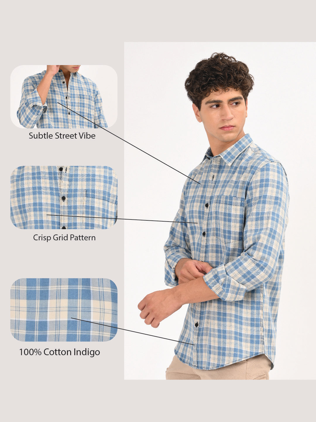 Men Indigo Dyed Checked Shirt