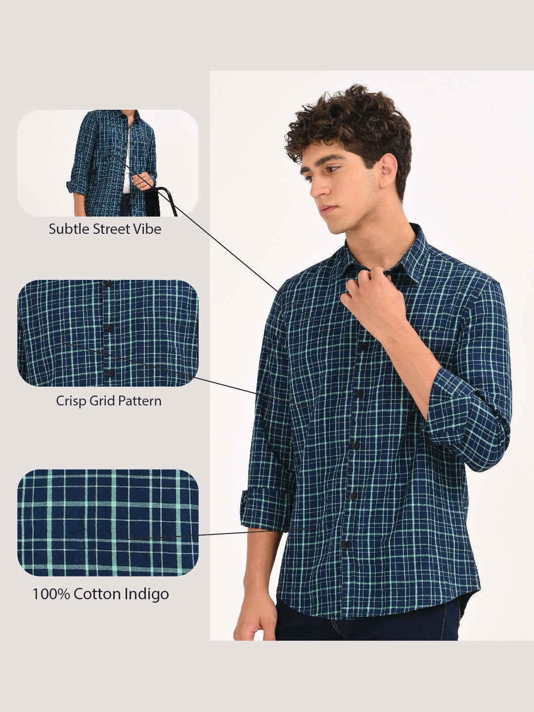 Men Green Dyed Checked Shirt