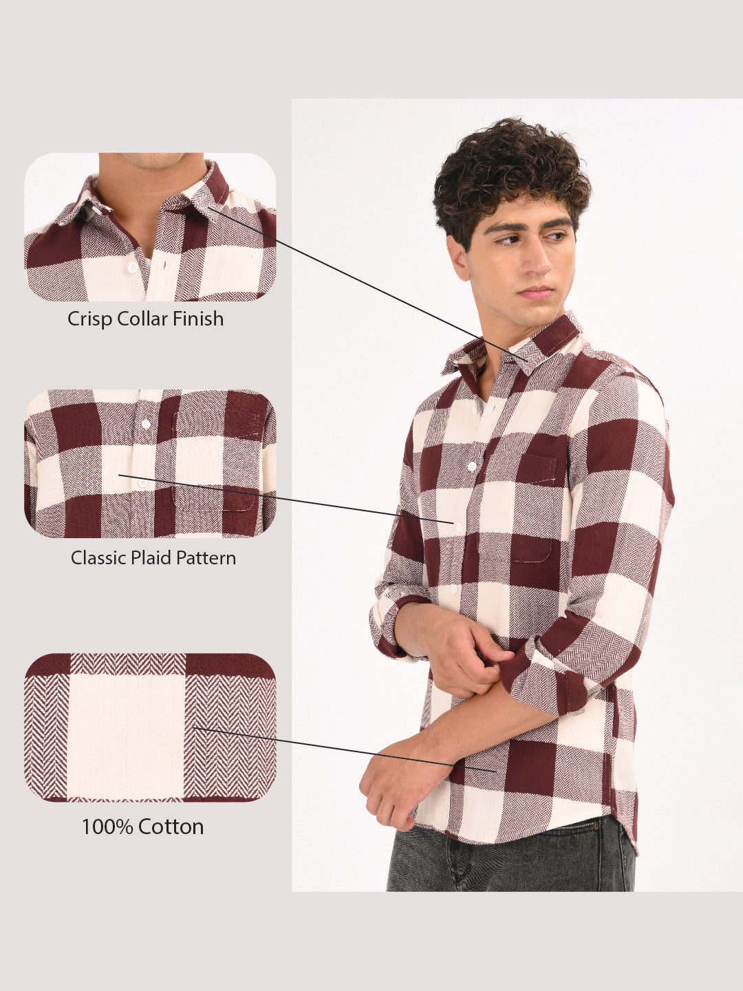 Men Maroon Classic Bold Checked Shirt