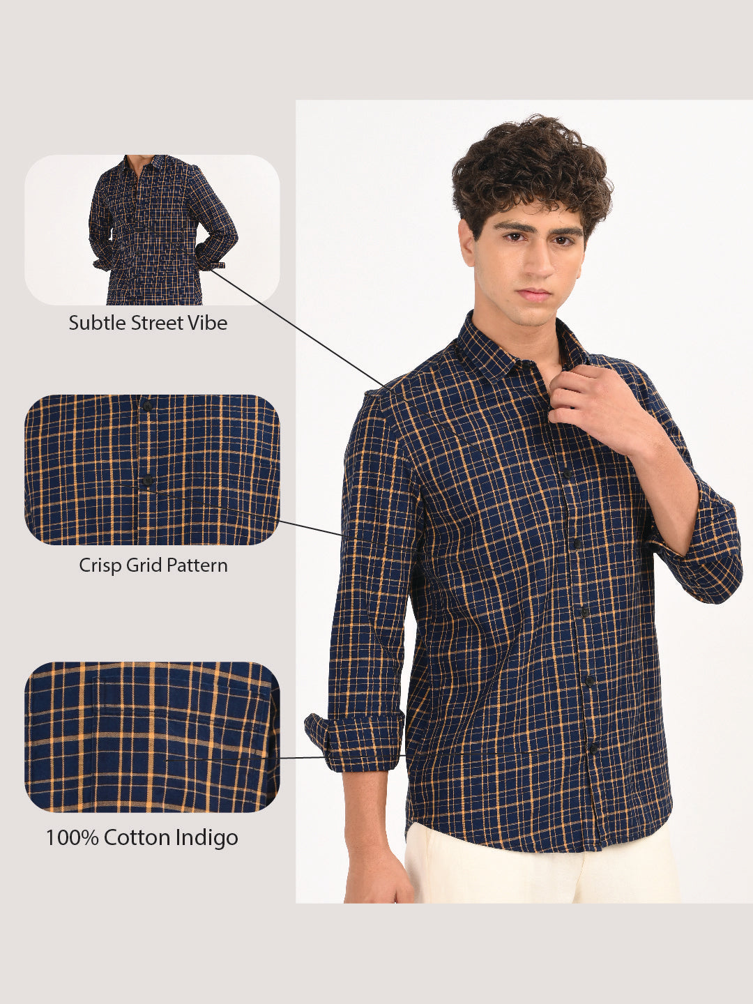 Men Navy Dyed Checked Shirt