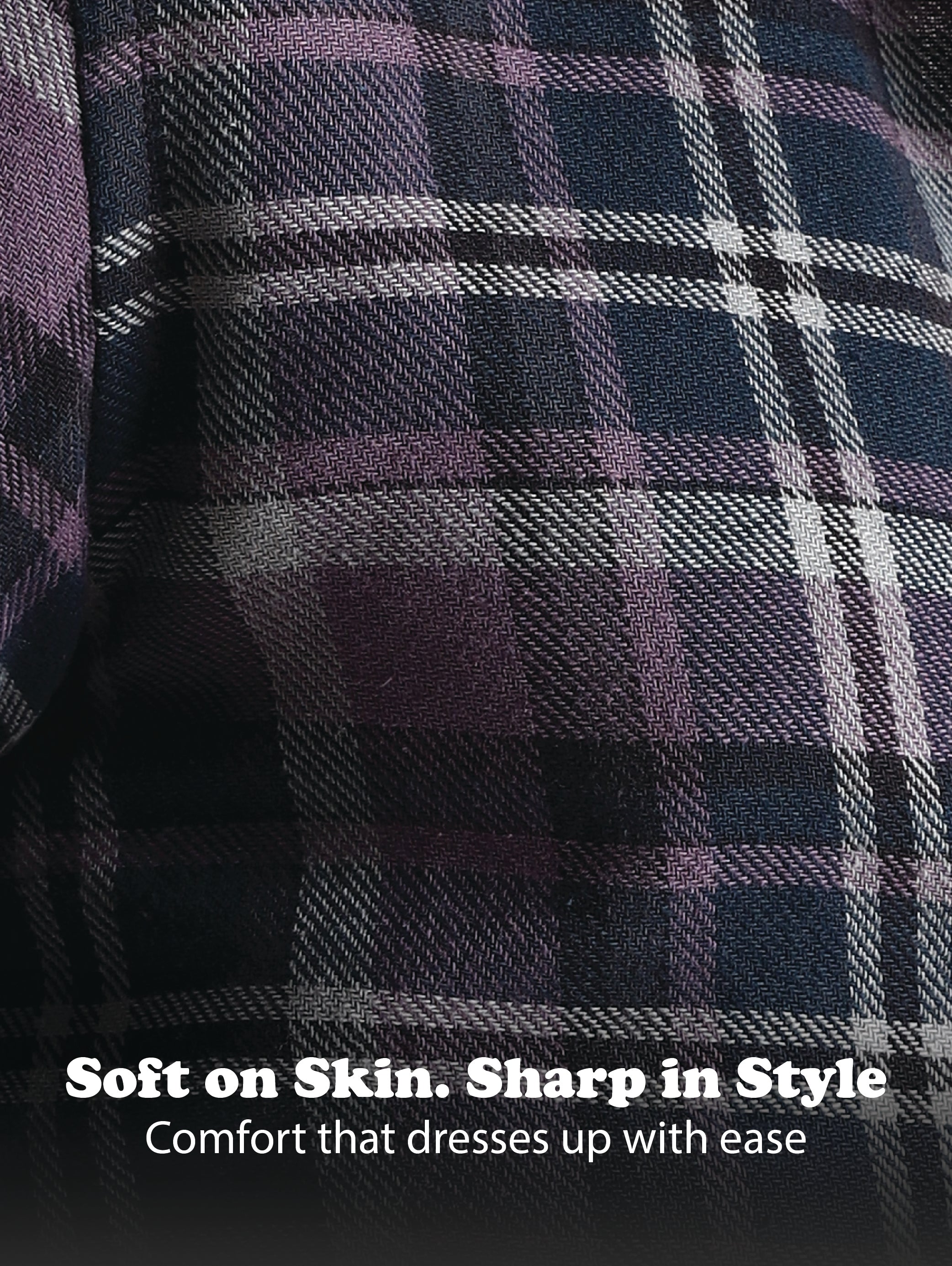 Men Navy Blue Cotton Blend Checked Shirt