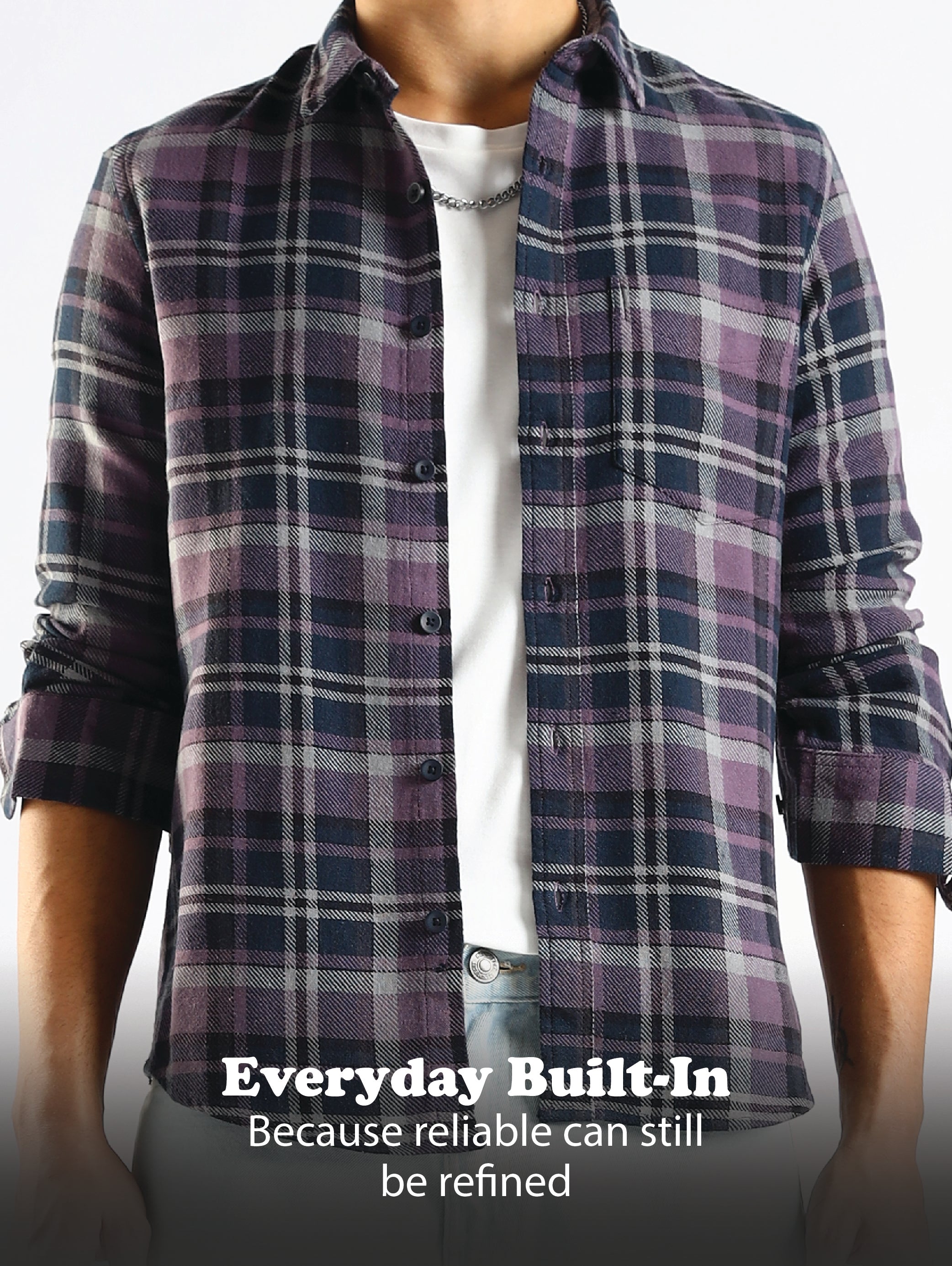Men Navy Blue Cotton Blend Checked Shirt