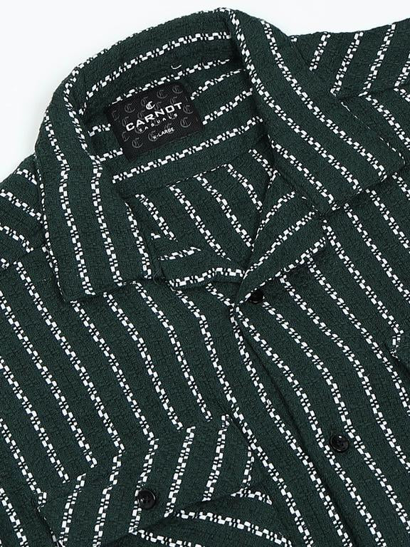 Men Striped Short Sleeve Casual Drop Shoulder Shirt