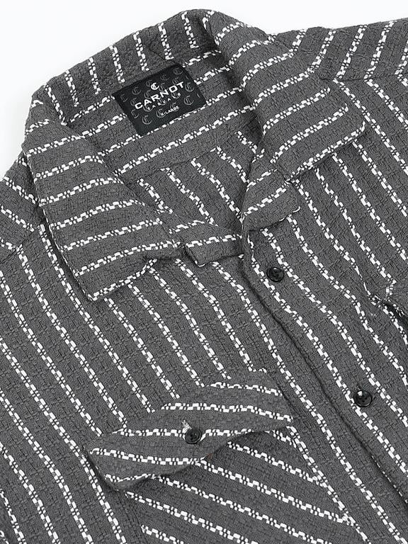 Men Striped Short Sleeve Casual Drop Shoulder Shirt