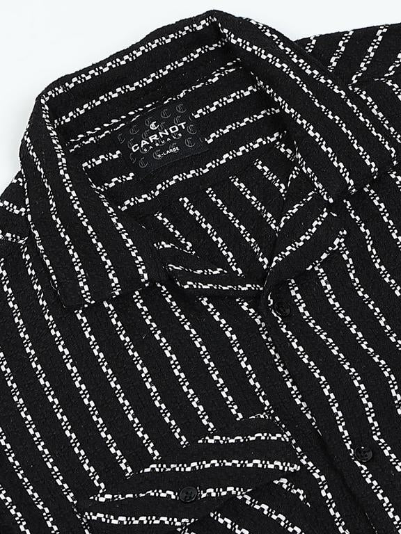 Men Striped Short Sleeve Casual Drop Shoulder Shirt
