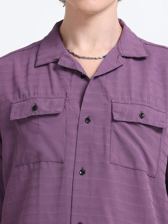Men Wave Short Sleeve Casual Drop Shoulder Shirt