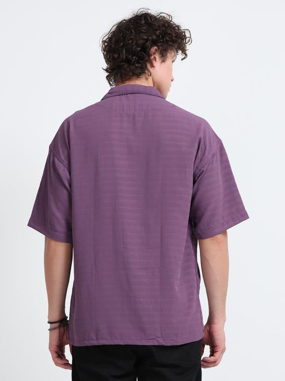 Men Wave Short Sleeve Casual Drop Shoulder Shirt