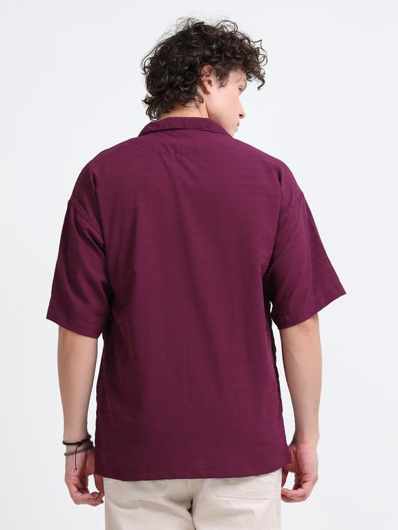 Men Wave Short Sleeve Casual Drop Shoulder Shirt
