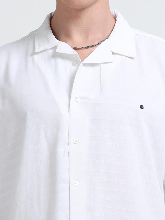 Men Striped Short Sleeve Casual Drop Shoulder Shirt