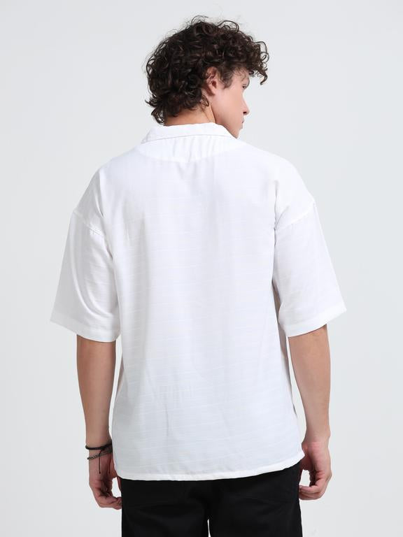 Men Striped Short Sleeve Casual Drop Shoulder Shirt