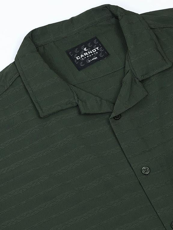Men Striped Short Sleeve Casual Drop Shoulder Shirt