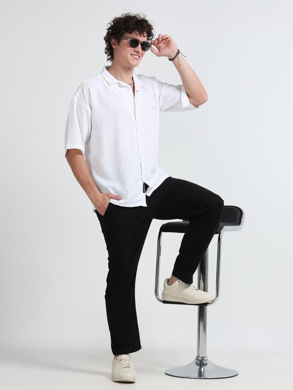 Men Striped Short Sleeve Casual Drop Shoulder Shirt