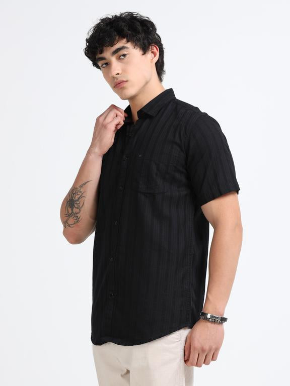 Men Premium Striped Short Sleeve Casual Shirt