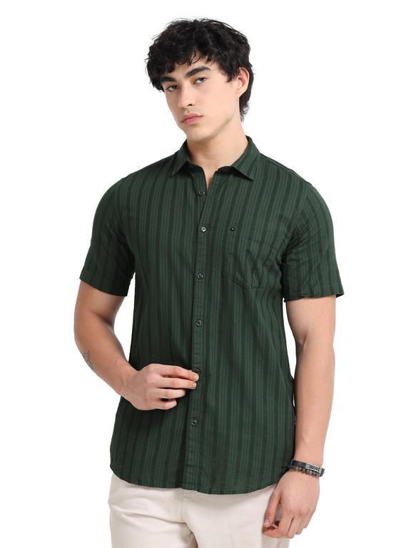 Men Premium Striped Short Sleeve Casual Shirt