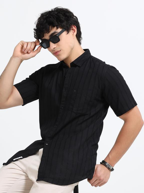Men Premium Striped Short Sleeve Casual Shirt