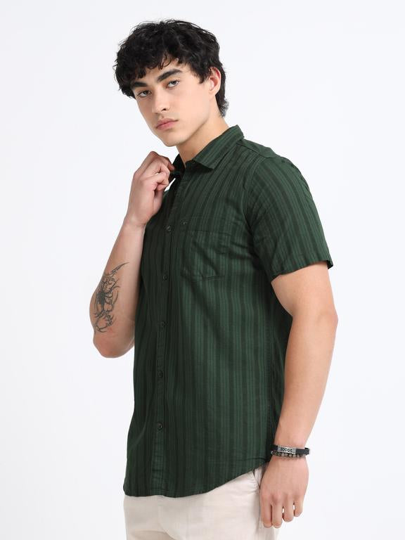 Men Premium Striped Short Sleeve Casual Shirt