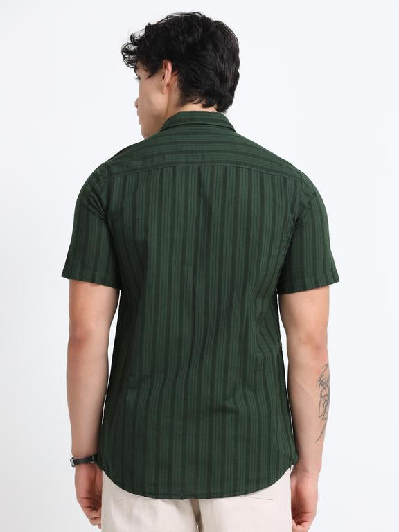 Men Premium Striped Short Sleeve Casual Shirt