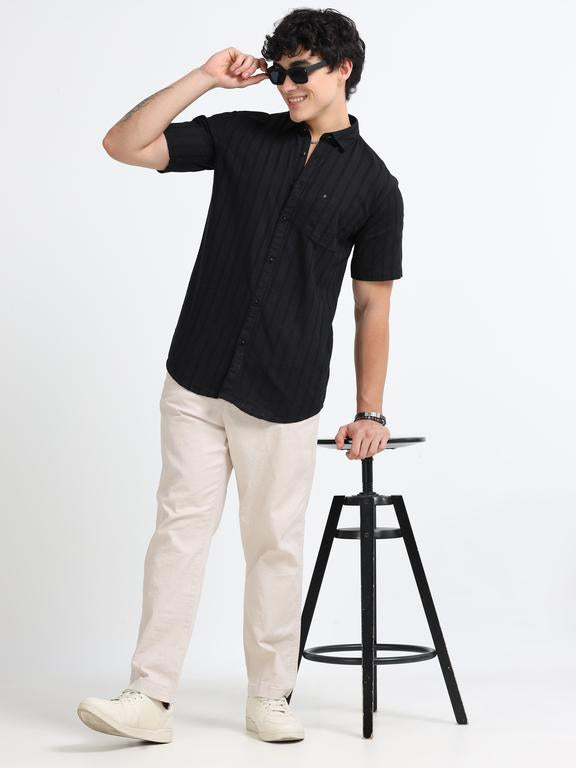 Men Premium Striped Short Sleeve Casual Shirt