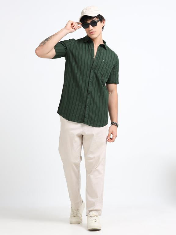 Men Premium Striped Short Sleeve Casual Shirt