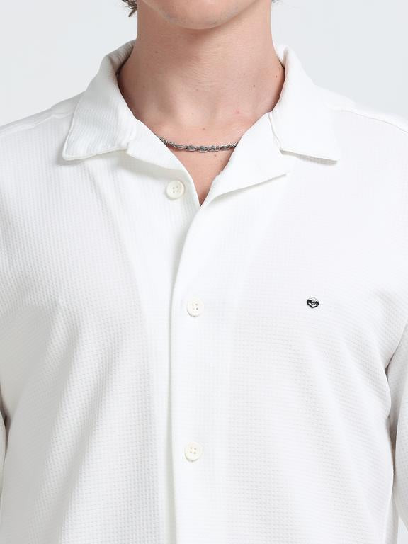 Men Wave Short Sleeve Casual Drop Shoulder Shirt