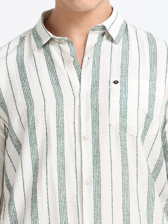 Men Striped Long Sleeve Casual Polo Shirt