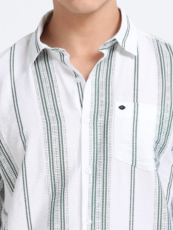 Men Striped Long Sleeve Casual Polo Shirt