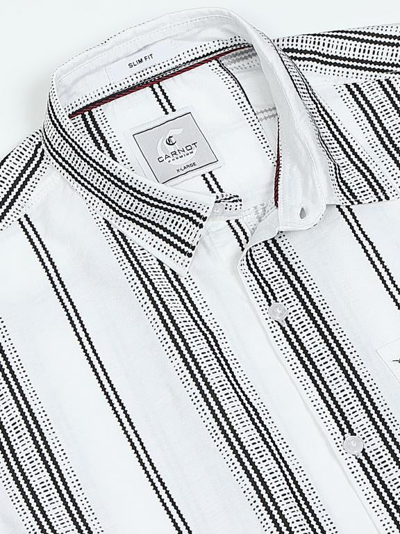 Men Striped Long Sleeve Casual Polo Shirt