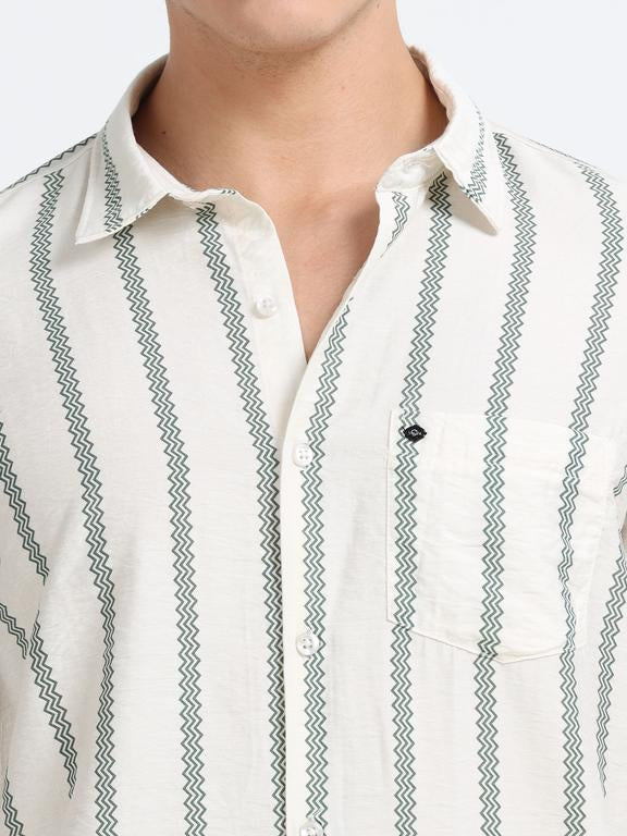 Men Striped Long Sleeve Casual Polo Shirt