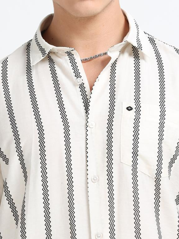 Men Striped Long Sleeve Casual Polo Shirt