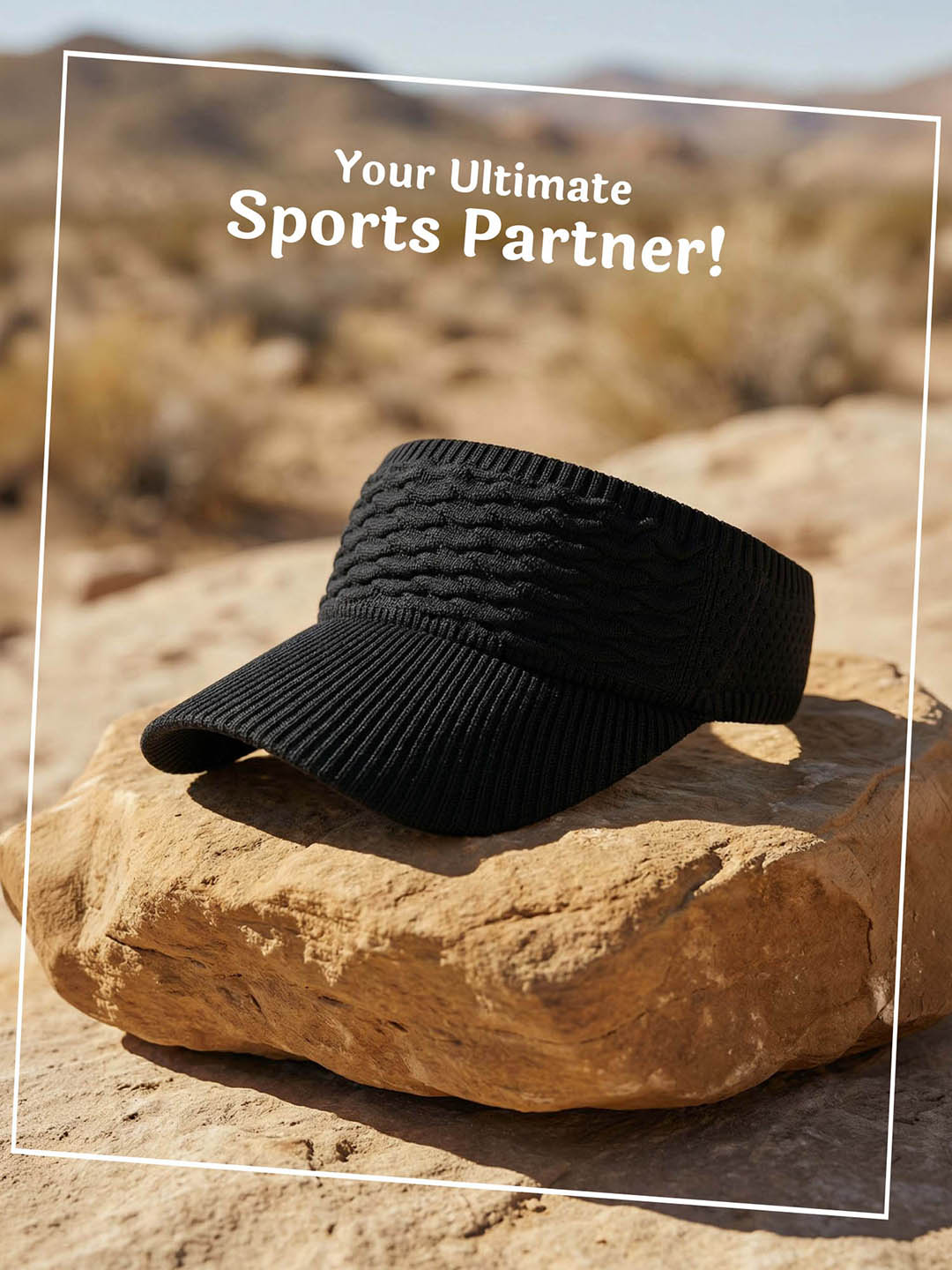 Black Ribbed Sun Visor Cap
