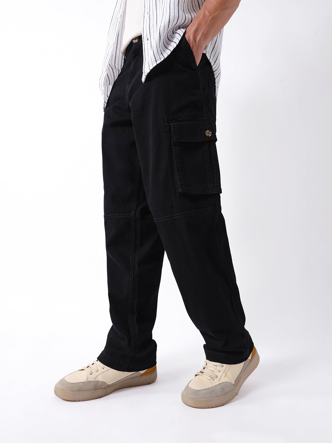 Men Black Cargo Trousers