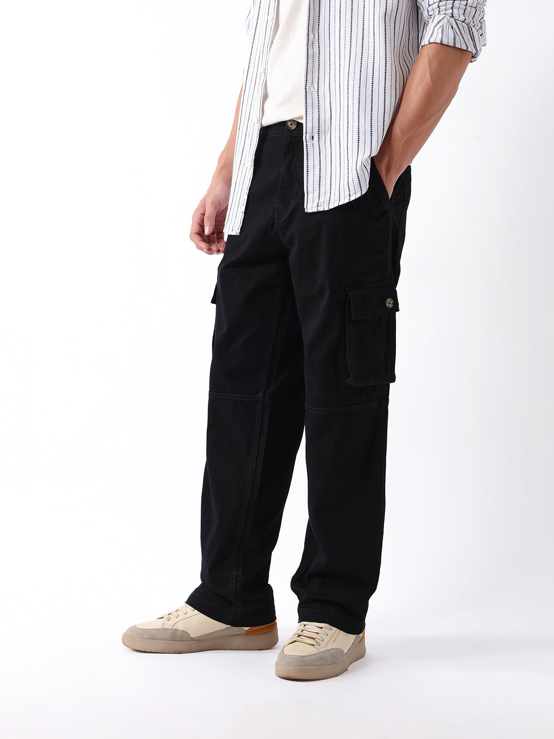 Men Black Cargo Trousers