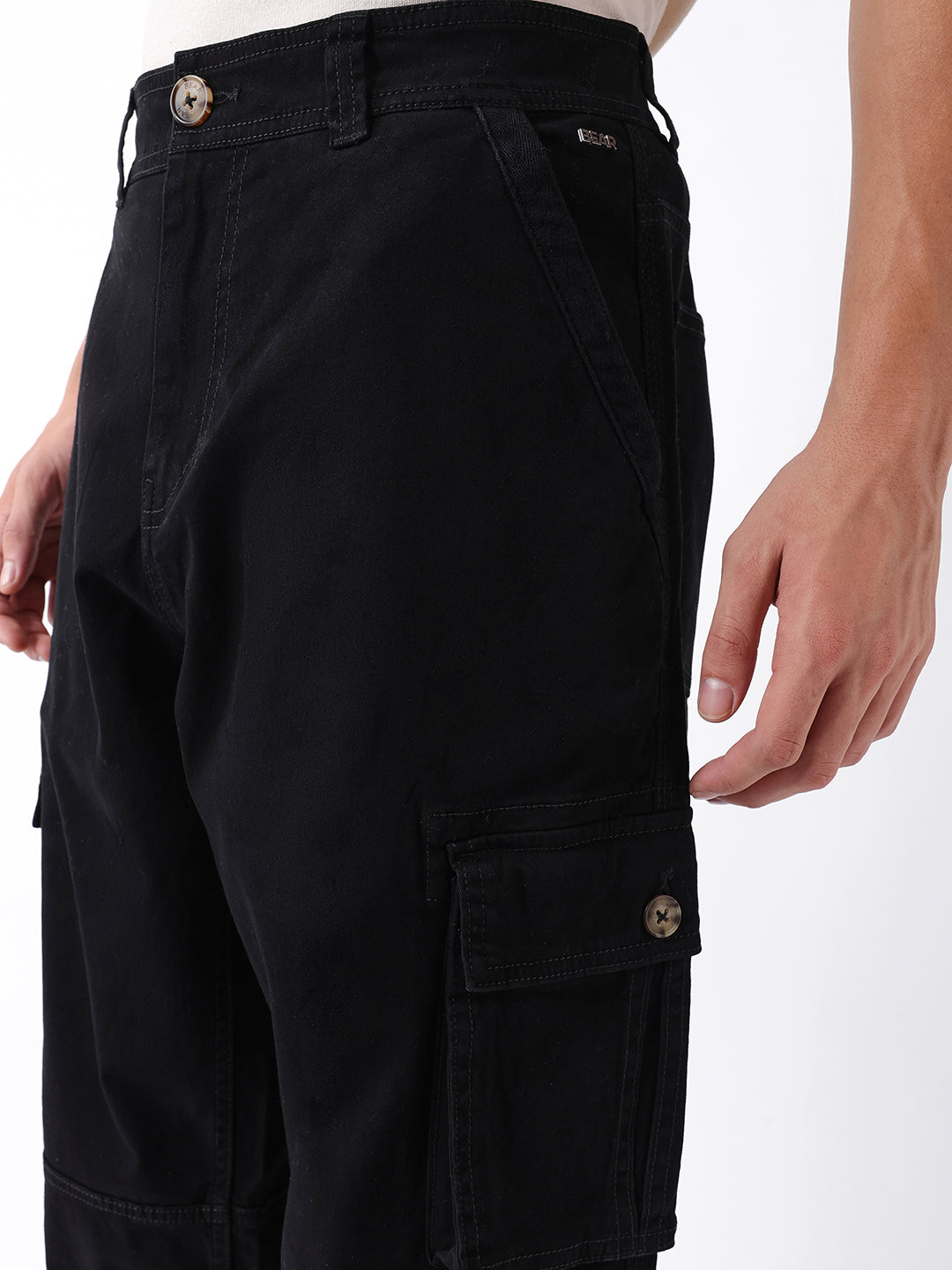 Men Black Cargo Trousers