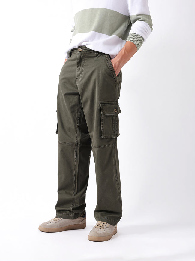 Men Olive Cargo Trousers