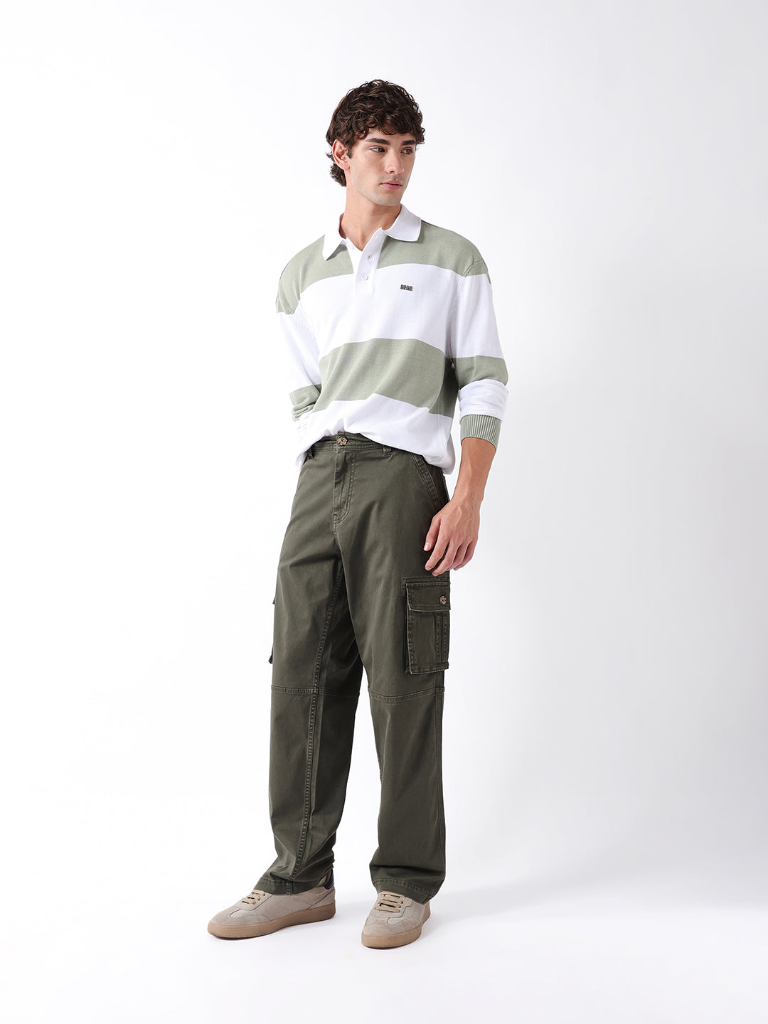 Men Olive Cargo Trousers
