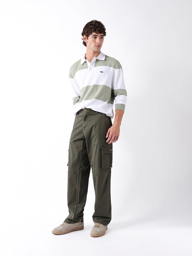 Men Olive Cargo Trousers