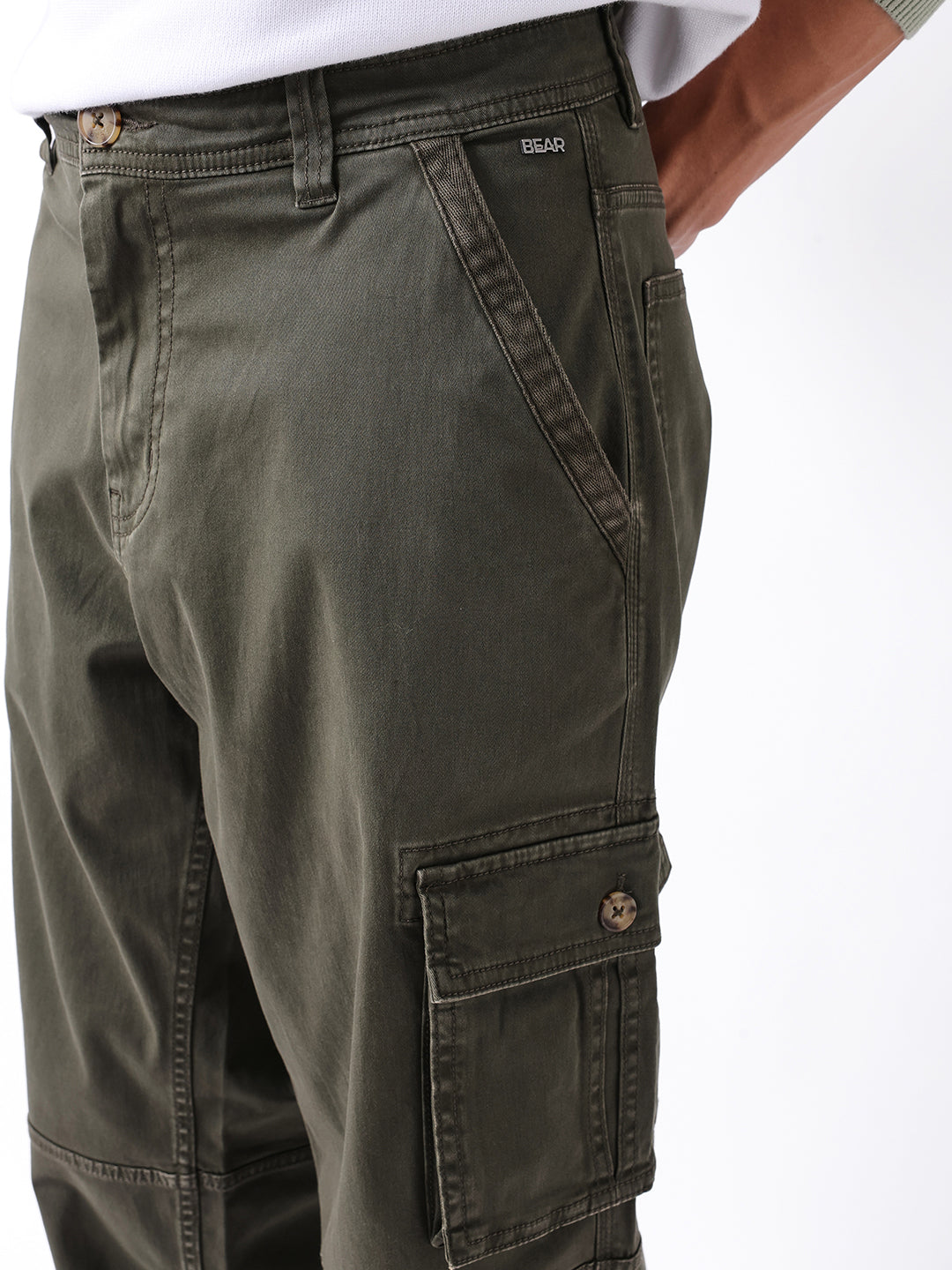 Men Olive Cargo Trousers
