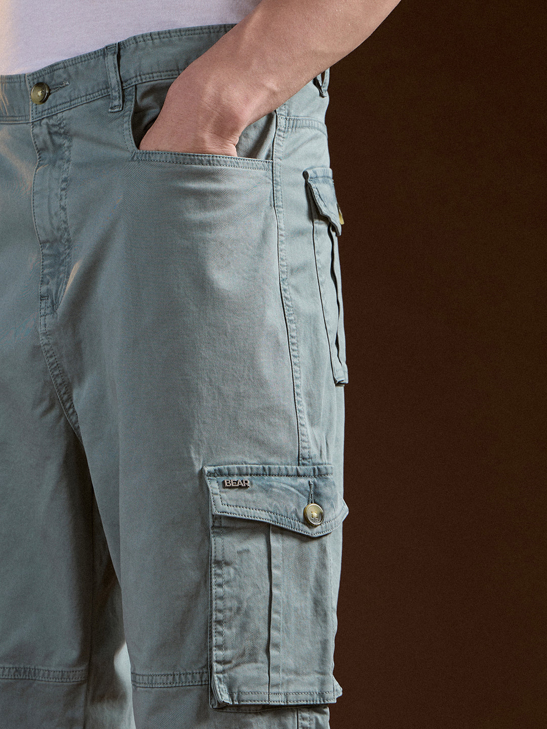 Men Blue Straight Fit Cargo Pant